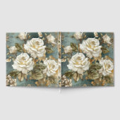 Livre D'or Belles roses blanches sur fond bleu (Complet)