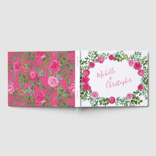 Livre D'or Belles roses de mariage rose vif Floral (Complet)