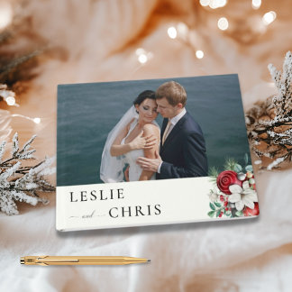 Livre D'or Berries d'hiver et Pine Aquarelle Mariage de verdu