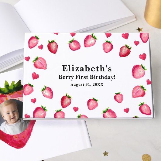 Livre D'or Berry First Birthday Strawberry Custom Photo