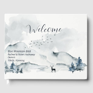 Livre D'or Bienvenue sur la scène de la montagne Watercolor