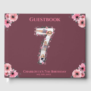 Livre D'or Big 7th Birthday Photo Collage Flower Girl Pink