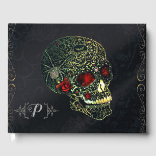 Livre D'or Bijoux Spider Crâne et Roses Glam Gothic Party