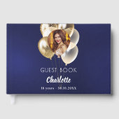 Livre D'or Birthday navy blue photo gold balloons (Recto)
