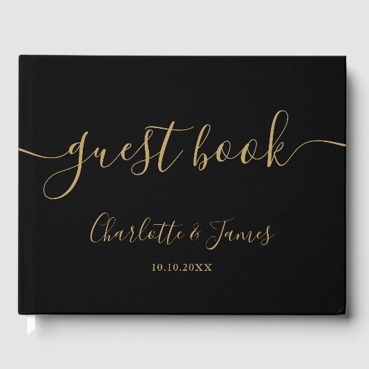 Livre D'or Black And Gold Signature Script Photo Wedding (Recto)