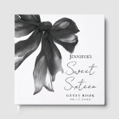 Livre D'or Black Bow Coquette Script Sweet 16 Party (Recto)