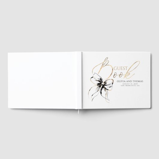 Livre D'or Black Bow Gold Script Guest Book (Complet)