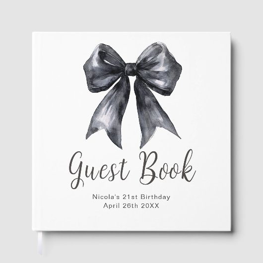Livre D'or Black Coquette Bow Birthday Party Guest Book (Recto)