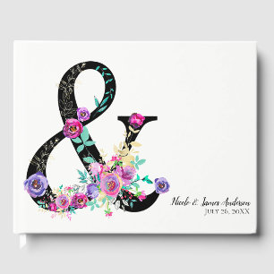 Livre D'or Black Floral Moderne Ampersand Chic Printemps Mari