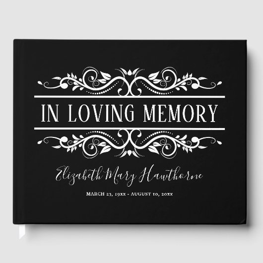 Livre D'or Black Funeral Book of Condolence | Mémorial (Recto)