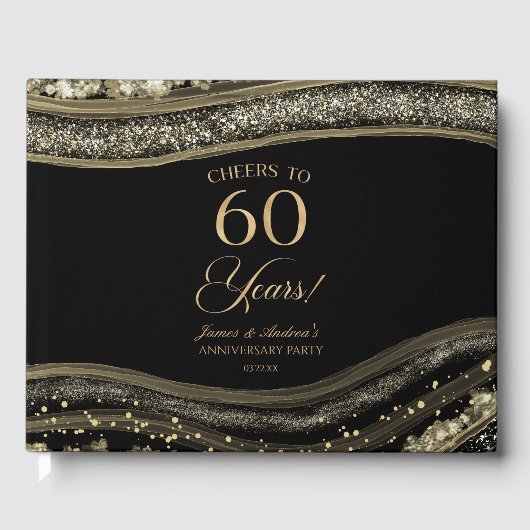 Livre D'or Black Gold Agate 60th Wedding Anniversary Party (Recto)