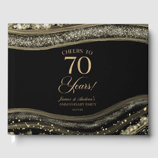Livre D'or Black Gold Agate 70th Wedding Anniversary Party (Recto)