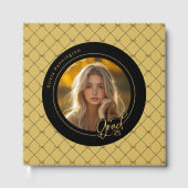 Livre D'or Black Gold Bows Élégant Moderne Photo Grad (Recto)