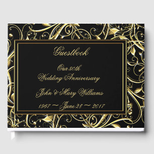 Livre D'or Black Gold Flourish 50e anniversaire Mariage