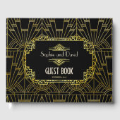 Livre D'or Black & Gold Great Gatsby Art Déco Mariage (Recto)