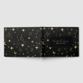Livre D'or Black & Gold Moderne Lune Céleste Étoiles Mariage (Complet)
