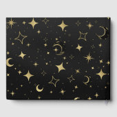 Livre D'or Black & Gold Moderne Lune Céleste Étoiles Mariage (Verso)
