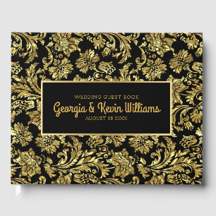 Livre D'or Black & Shiny Gold Vintage Floral Damas