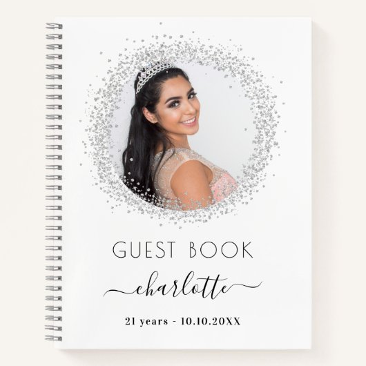 Livre d'or blanc argent parties scintillant photo (Devant)