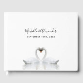 Livre D'or Blanc cygnes inséparables simple mariage élégant (Recto)