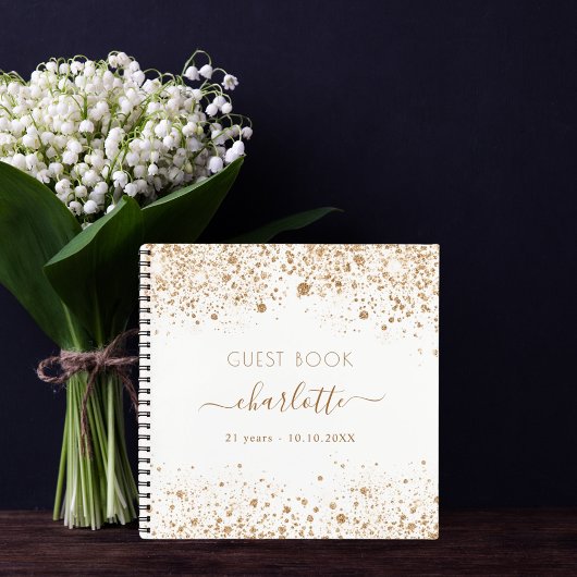 Livre d'or blanc d'anniversaire parties scintillan