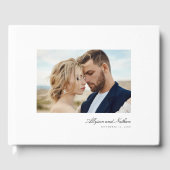 Livre D'or Blanc Elegant Moderne Simple Script Mariage photo (Recto)