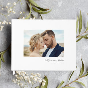 Livre D'or Blanc Elegant Moderne Simple Script Mariage photo