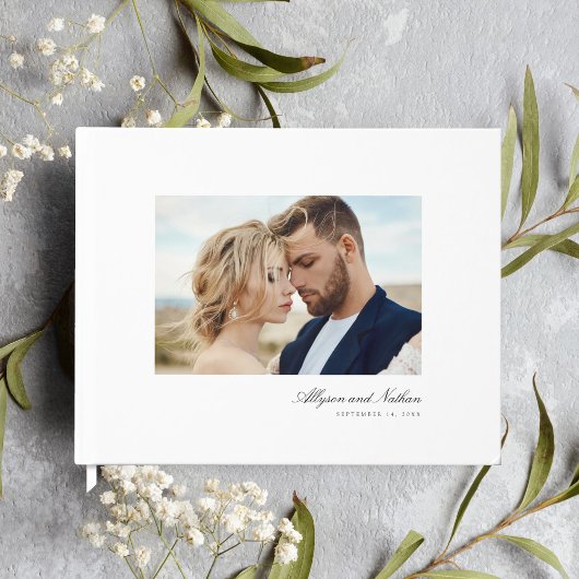 Livre D'or Blanc Elegant Moderne Simple Script Mariage photo