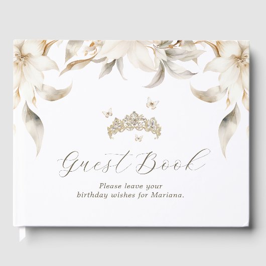 Livre d'or blanc Florals d'hiver Quinceanera (Recto)
