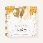 Livre d'or blanc parties scintillant ballons (Devant)