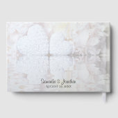 Livre D'or Blanc Reflet Peonies & Coeurs Mariage élégant (Verso)