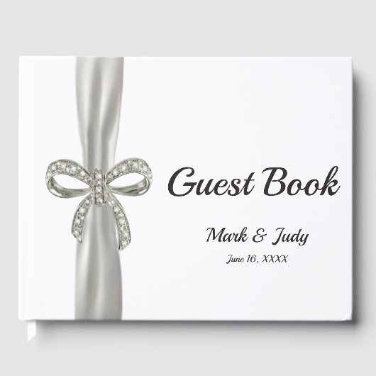 Livre d'or blanc Ribbon Diamond Bow Mariage (Recto)