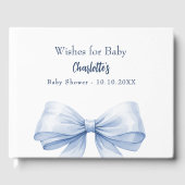 Livre D'or Bleu arc blanc voeux garçon Baby shower (Recto)