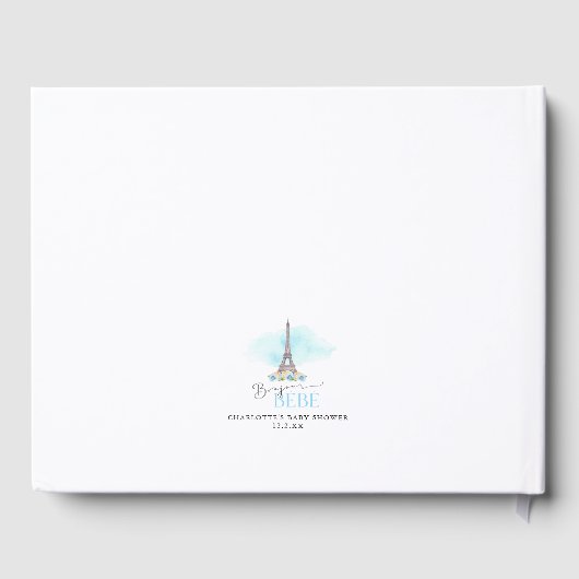Livre D'or Bleu Bonjour Bébé Baby shower Tour Eiffel (Verso)
