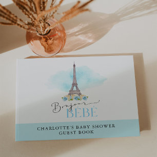 Livre D'or Bleu Bonjour Bébé Baby shower Tour Eiffel