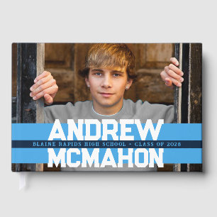 Livre D'or Bleu clair et photo marine Graduation personnalisé