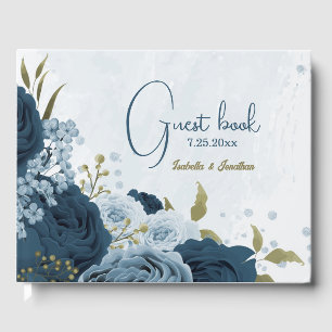 Livre D'or bleu clair marine fleurs mariage