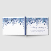 Livre D'or Bleu Floral Script En Mémoire Affectueuse (Complet)