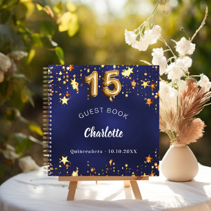Livre d'or bleu marine de Quinceanera