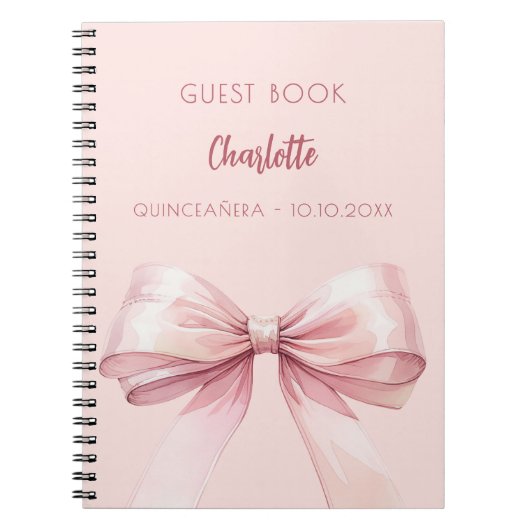 Livre d'or bleu rose arc Quinceanera (Devant)