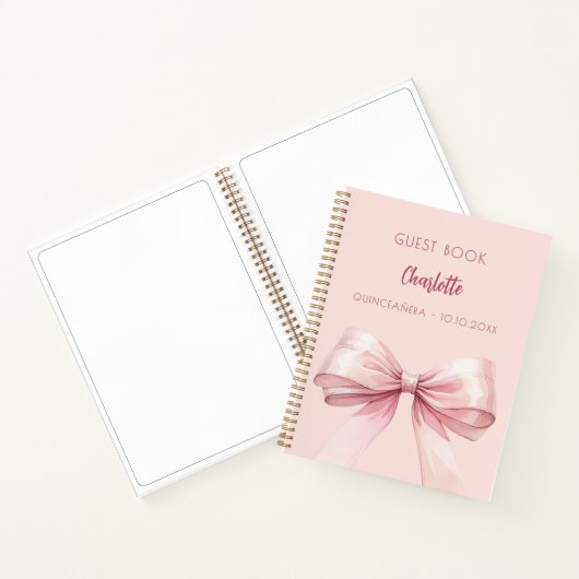 Livre d'or bleu rose arc Quinceanera (Intérieur)