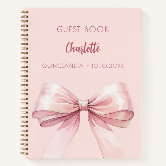 Livre d'or bleu rose arc Quinceanera (Devant)