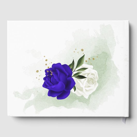 Livre D'or bleu royal fleurs blanches or mariage (Verso)