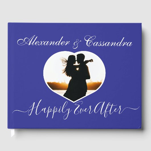 Livre D'or Bleu royal grec simple, élégant, Mariage photo (Recto)