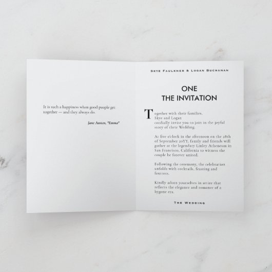 Livre d'or bleu unique Faire-part de mariage pliée (Intérieur)