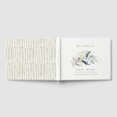 Livre D'or Bleu vert or feuille Mariage botanique floral (Complet)