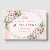 Livre D'or Blooming Blush Pink Flowers Eucalyptus Quinceañera (Recto)
