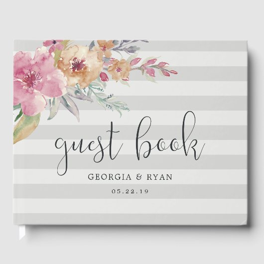 Livre D'or Blooms peints | Mariage Gris (Recto)