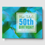 Livre D'or Blue Abstrait Cubist 30th Birthday Guest Book<br><div class="desc">Beau arrière - plan abstrait (aqua, turquoise, carrés transparents de couleur verte) avec un tag carré blanc semi-transparent (minuscule bordure transparente) pour nom, date et anniversaire. Tout est personnalisable pour ce livre d'or de 50 ans (couverture rigide). Disponible en carnet en spirale. N'oubliez pas la collection complète des livres d'or...</div>
