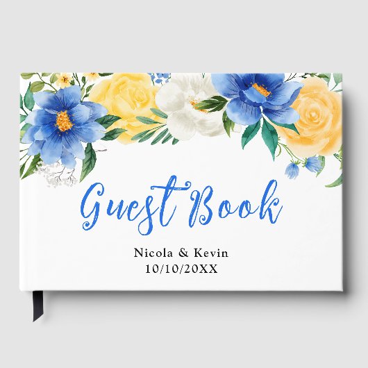 Livre D'or Blue and Yellow Floral Wedding (Recto)